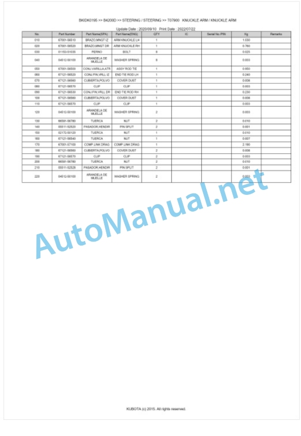 Kubota B4200D Parts Manual PDF BKIDK0195-5