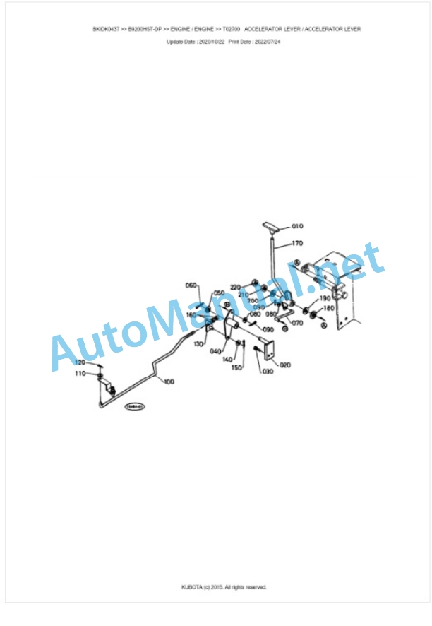 Kubota B9200HST-DP Parts Manual PDF BKIDK0437-2