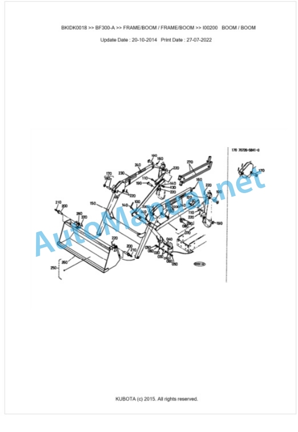 Kubota BF300-A Parts Manual PDF BKIDK0018-2