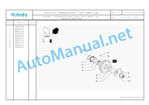 Kubota BF3250 R Parts Manual PDF-2