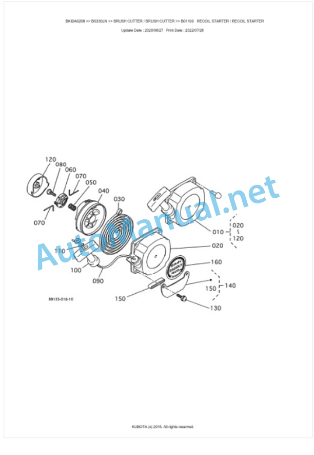 Kubota BS330LN Parts Manual PDF BKIDA0208-5