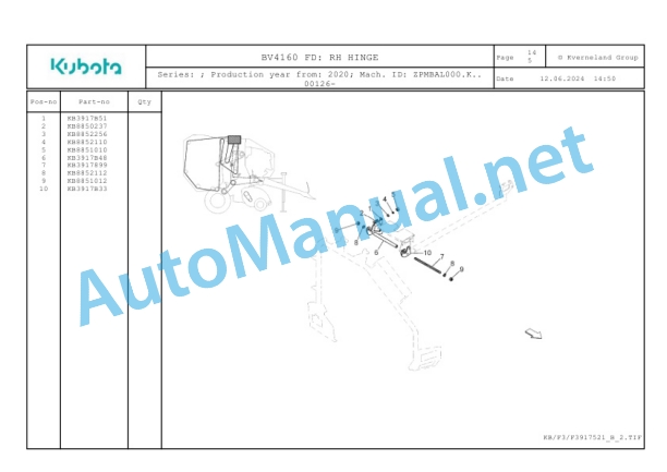 Kubota BV4160 FD Parts Manual PDF-5