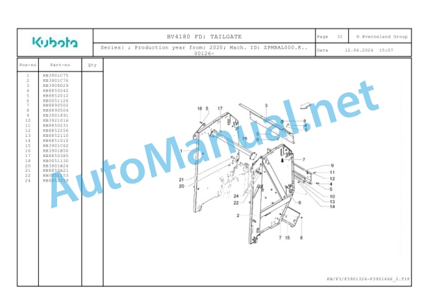 Kubota BV4180 FD Parts Manual PDF-2