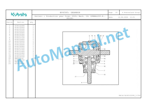 Kubota BV4580 Parts Manual PDF-2