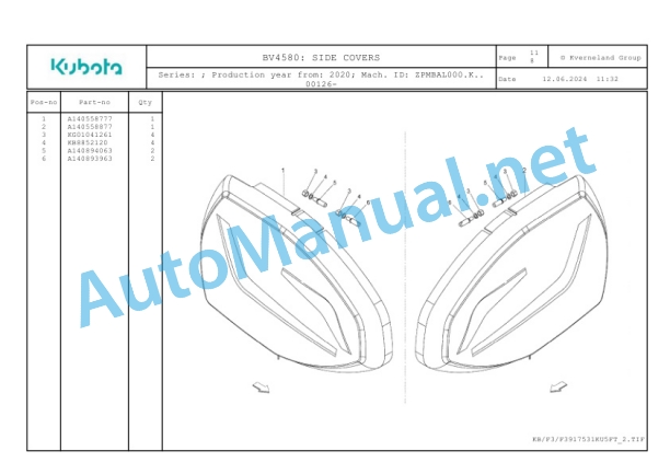 Kubota BV4580 Parts Manual PDF-5