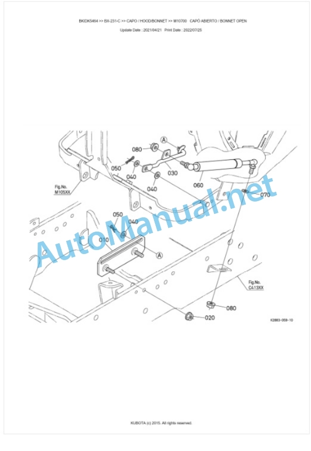 Kubota BX-231-C Tractor Parts Manual PDF BKIDK5464-5