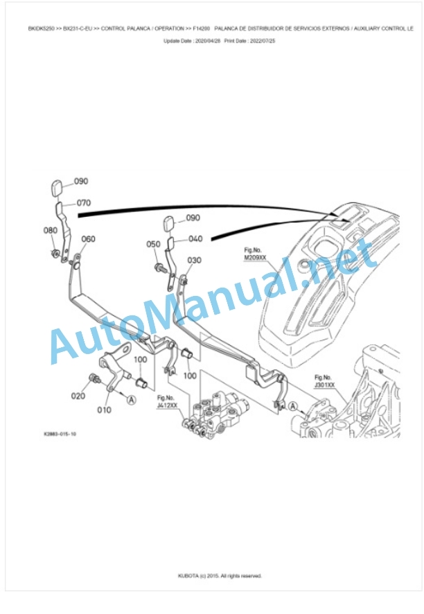 Kubota BX231-C-EU Tractor Parts Manual PDF BKIDK5250-4