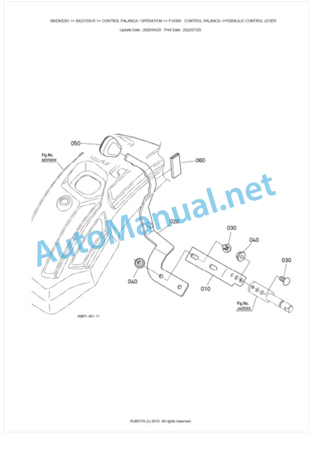 Kubota BX231D5-R Tractor Parts Manual PDF BKIDK5281-4