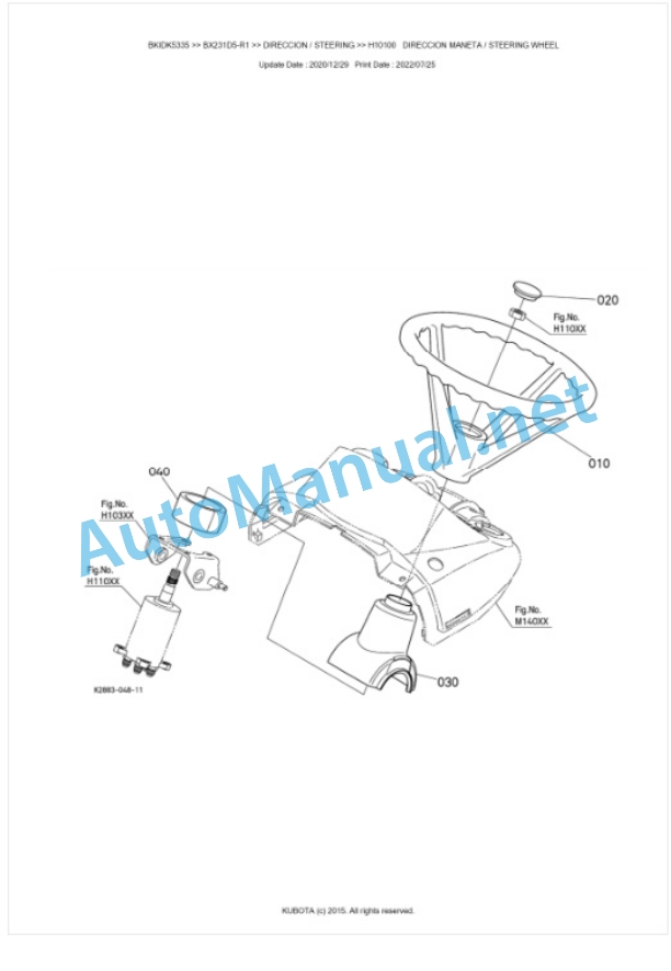 Kubota BX231D5-R1 Tractor Parts Manual PDF BKIDK5335-4