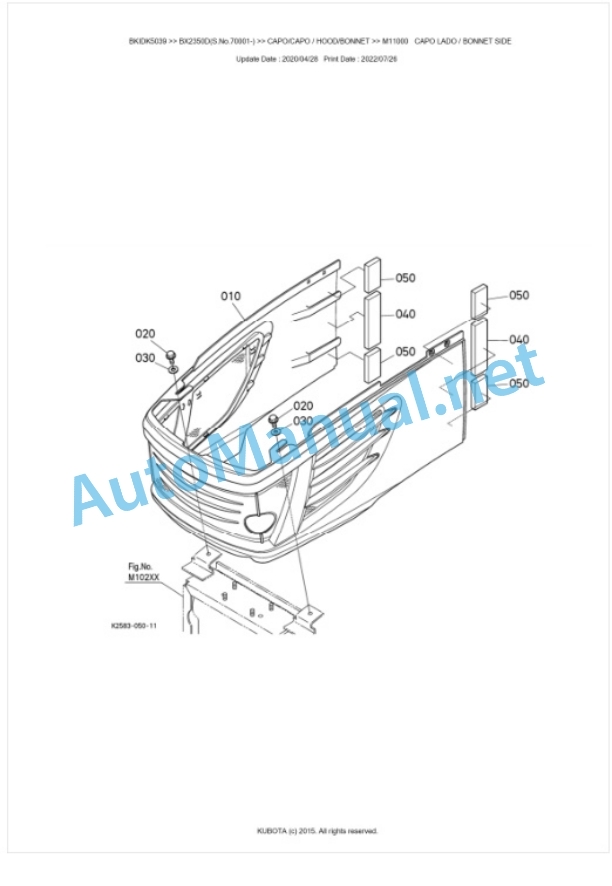 Kubota BX2350D Parts Manual PDF BKIDK5039-5