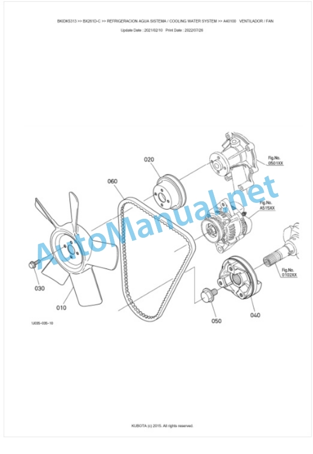 Kubota BX261D-C Tractor Parts Manual PDF BKIDK5313-2