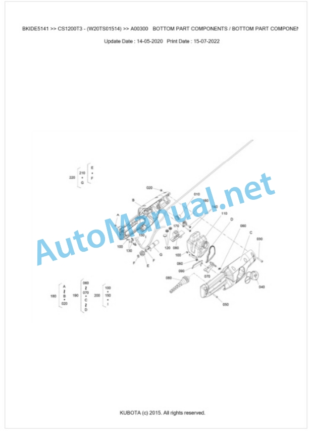 Kubota CS1200T3 Parts Manual PDF BKIDE5141-5