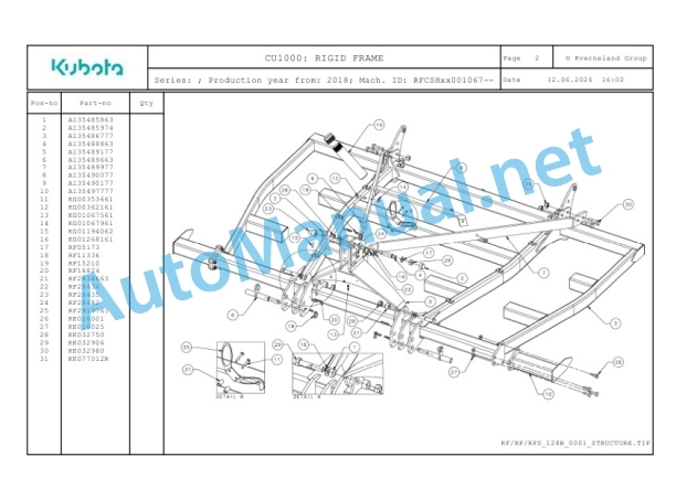 Kubota CU1000 Parts Manual PDF-2