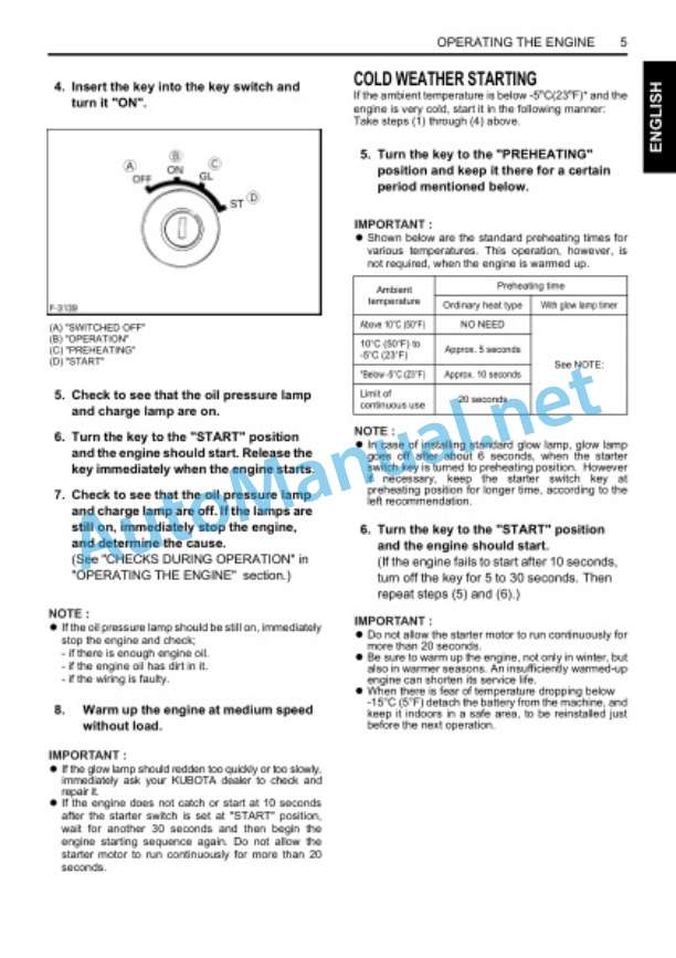 Kubota D1005-E3BG, D1305-E3BG, D1105 Operators Manual PDF-3