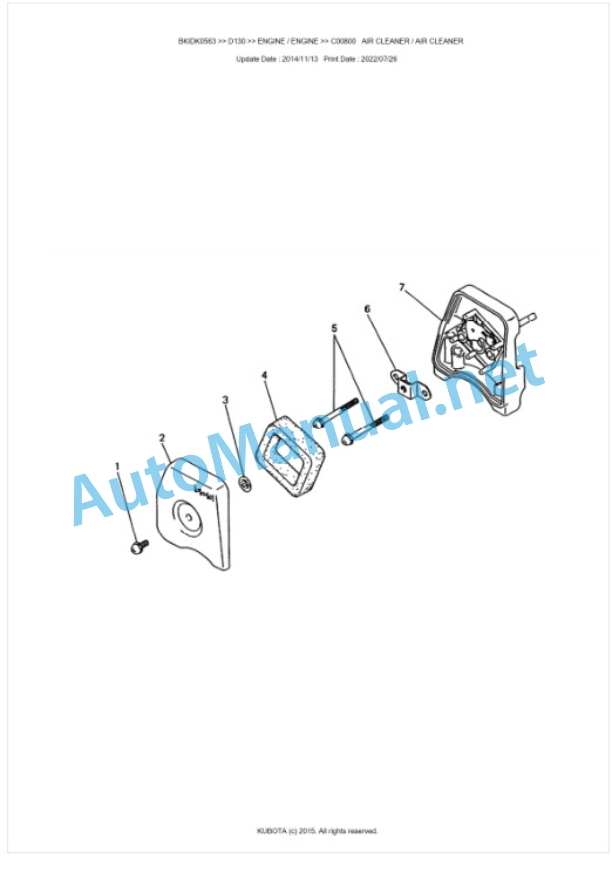 Kubota D130 Parts Manual PDF BKIDK0563-4