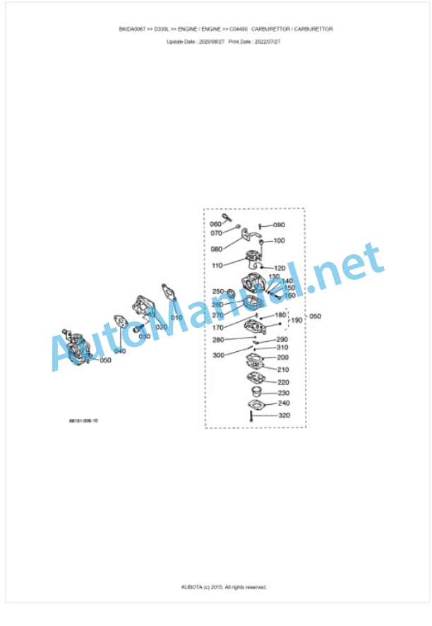 Kubota D330L Parts Manual PDF BKIDA0067-4