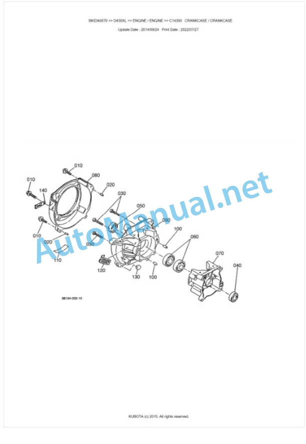 Kubota D430XL Parts Manual PDF BKIDA0070-2