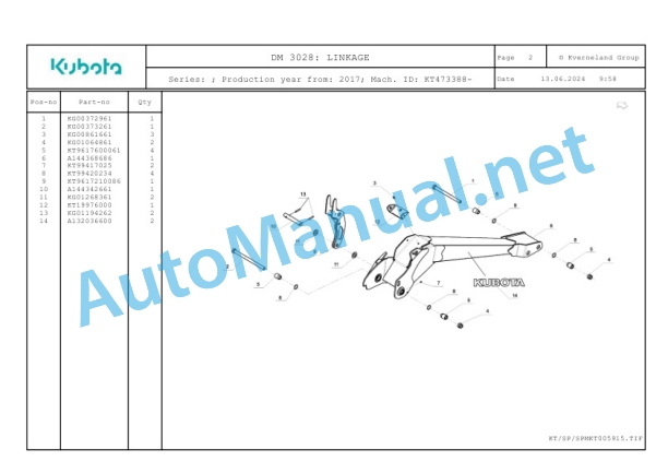 Kubota DM 3028 Parts Manual PDF-2