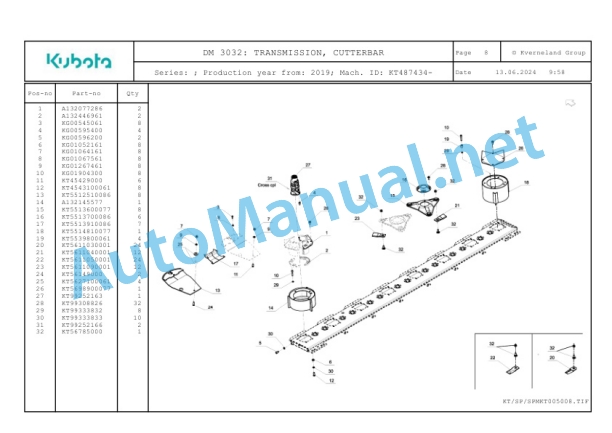 Kubota DM 3032 Parts Manual PDF-3