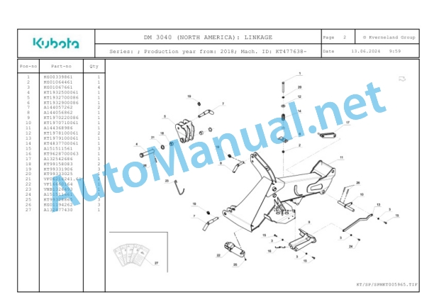 Kubota DM 3040 (NORTH AMERICA) Parts Manual PDF-2