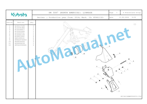 Kubota DM 3087 (NORTH AMERICA) Parts Manual PDF-2