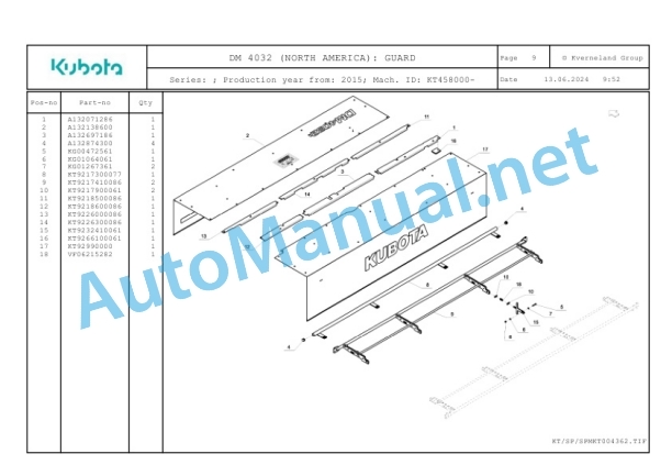 Kubota DM 4032 (NORTH AMERICA) Parts Manual PDF-4