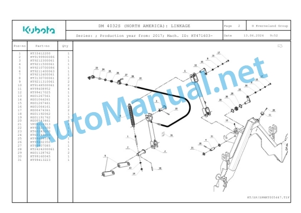 Kubota DM 4032S (NORTH AMERICA) Parts Manual PDF-2