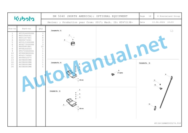 Kubota DM 5040 (NORTH AMERICA) Parts Manual PDF-5