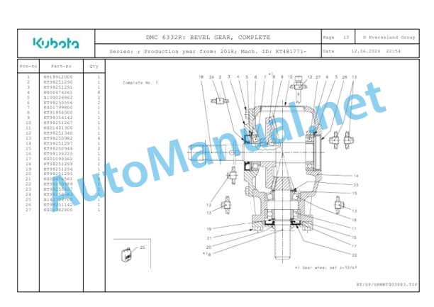 Kubota DMC 6332R Parts Manual PDF-3