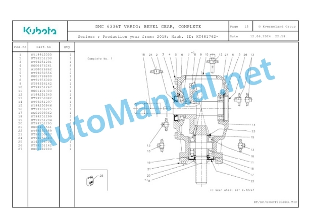 Kubota DMC 6336T VARIO Parts Manual PDF-3