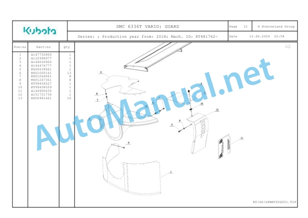 Kubota DMC 6336T VARIO Parts Manual PDF-4