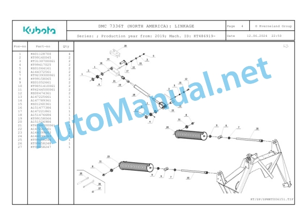 Kubota DMC 7336T (NORTH AMERICA) Parts Manual PDF-2