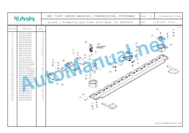 Kubota DMC 7336T (NORTH AMERICA) Parts Manual PDF-3