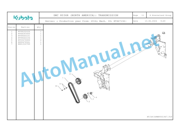 Kubota DMC 8036R (NORTH AMERICA) Parts Manual PDF-3