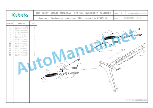 Kubota DMC 8036T (NORTH AMERICA) Parts Manual PDF-2