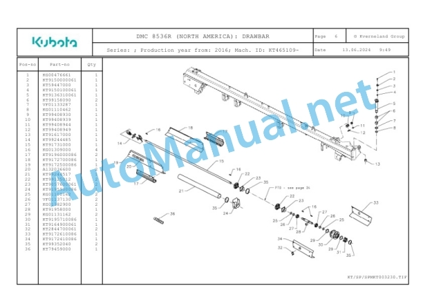 Kubota DMC 8536R (NORTH AMERICA) Parts Manual PDF-2