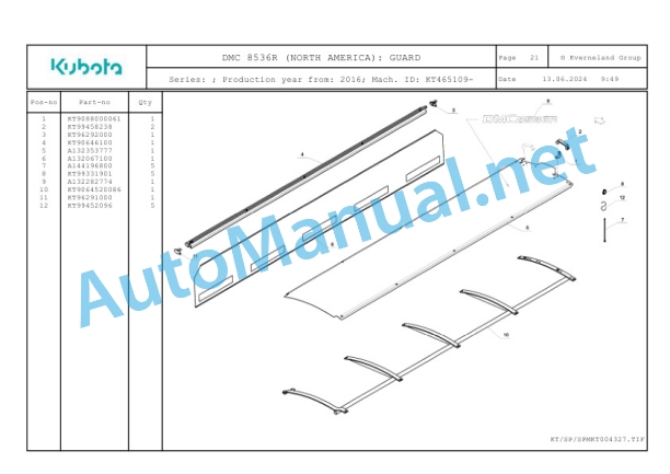 Kubota DMC 8536R (NORTH AMERICA) Parts Manual PDF-4