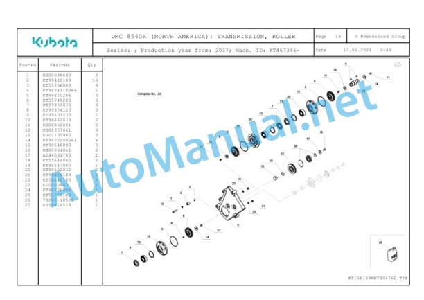 Kubota DMC 8540R (NORTH AMERICA) Parts Manual PDF-3