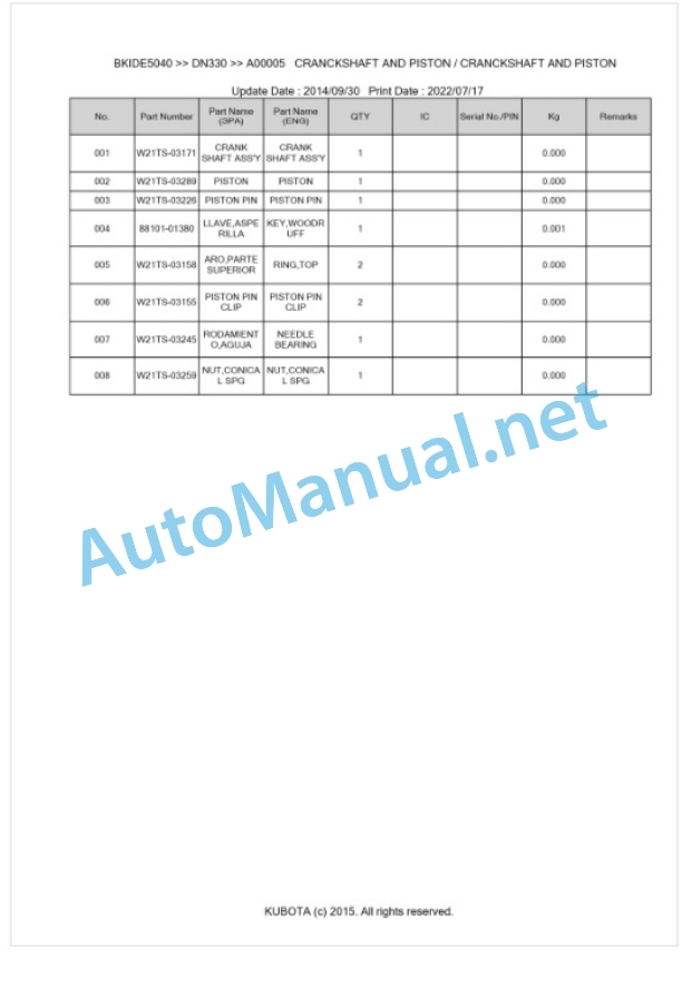 Kubota DN330 Parts Manual PDF-3