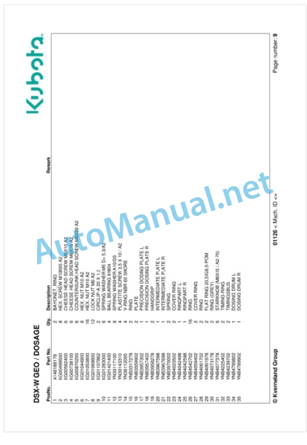 Kubota DSX-W GEO Parts Manual PDF-2