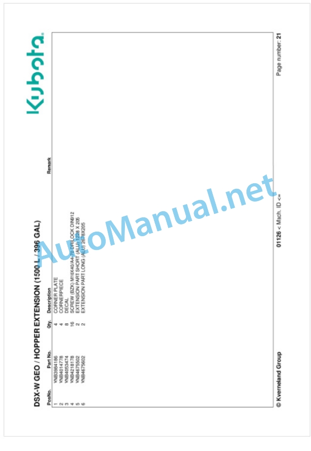 Kubota DSX-W GEO Parts Manual PDF-3