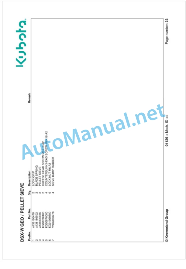 Kubota DSX-W GEO Parts Manual PDF-4