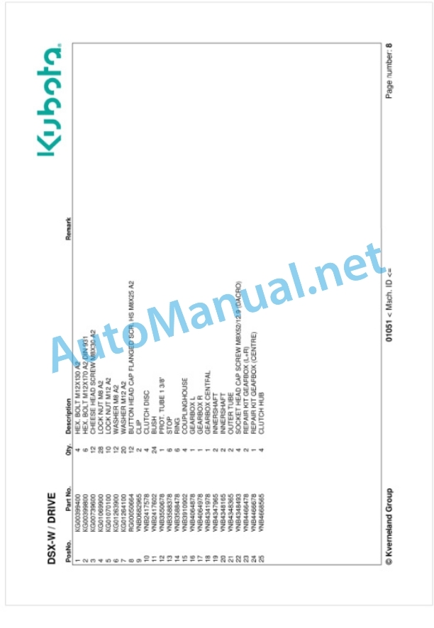 Kubota DSX-W Parts Manual PDF-2