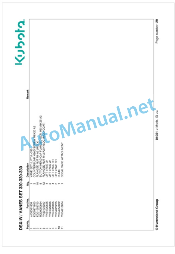 Kubota DSX-W Parts Manual PDF-4