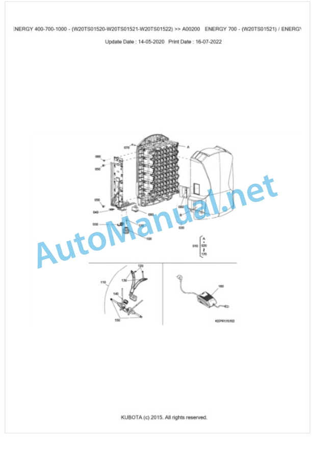 Kubota ENERGY 400-700-1000 Parts Manual PDF DE5142-3