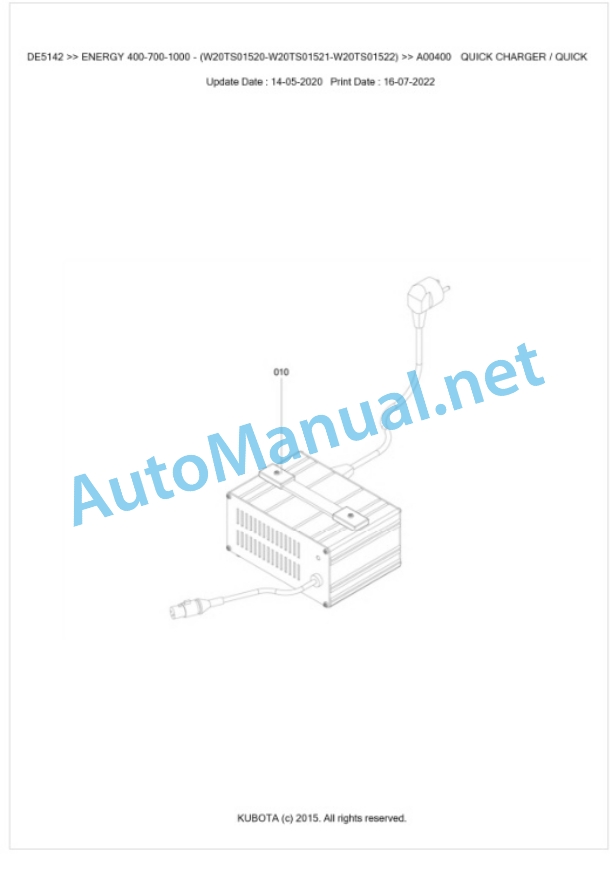 Kubota ENERGY 400-700-1000 Parts Manual PDF DE5142-5