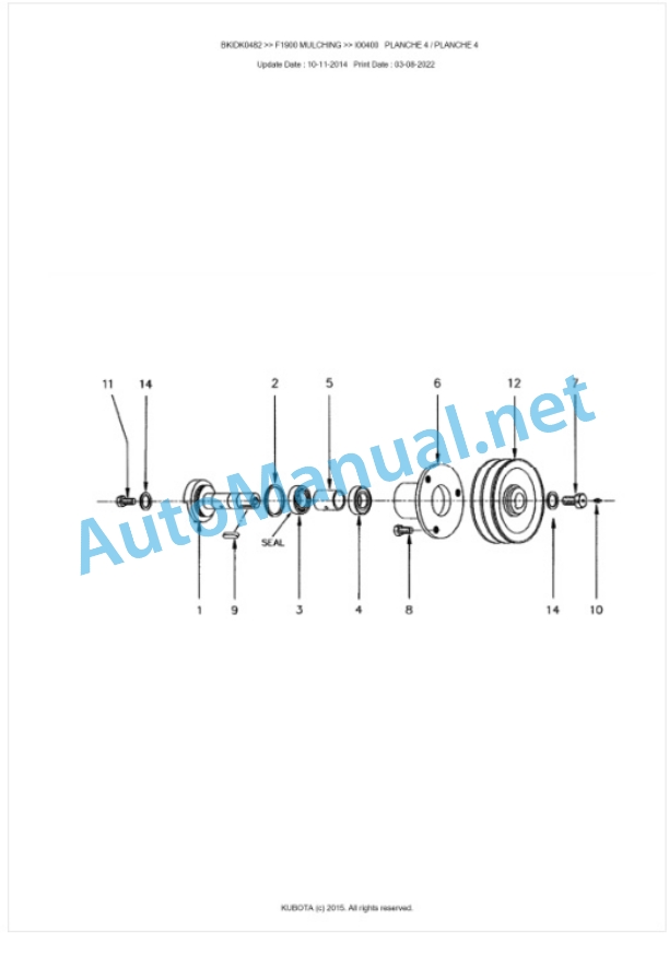 Kubota F1900 MULCHING Parts Manual PDF BKIDK0482-3