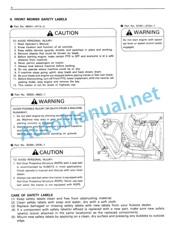 Kubota F2000 Front Mower Operators Manual PDF-2