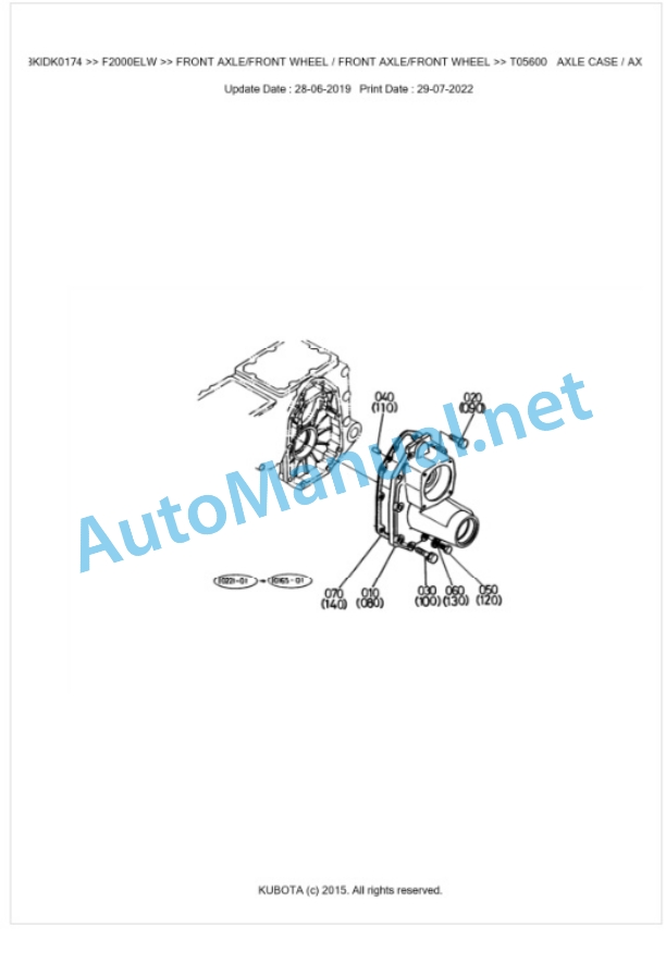 Kubota F2000ELW Parts Manual PDF BKIDK0174-4