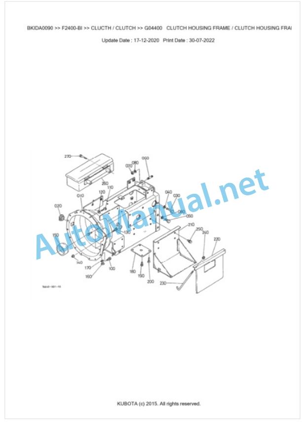 Kubota F2400-BI Parts Manual PDF BKIDA0090-3